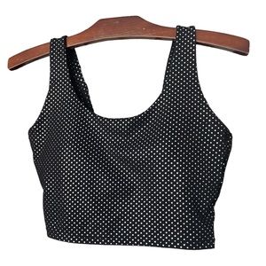 Zyia Active Girl's Night Out Crop Top Built In Bra Metallic Silver Dots Black M